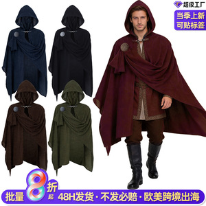 Capa Medieval con Capucha, Disfraz de Cosplay, Estilo Anime, Traje de Juego de Rol Renacentista, Unisex para Adultos, Negro - Product Image 2