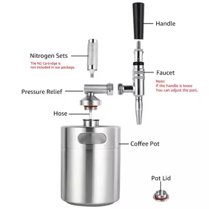 2L/3.6L Mini Keg Nitro Cold Brew Coffee Container/Distributeur, Kit de robinet de café Brasserie Acier inoxydable Growler Matte Coated - Product Image 2