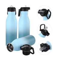 Nouveau design de gros personnalisé bouteilles d'eau de sport écologiques en acier inoxydable noir avec corde
