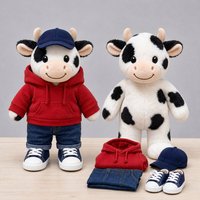 Peluche Vache Personnalisée 40 cm Ultra Douce avec Rembourrage en Polyester et Coton PP, Finition Lavée, Accessoires OEM