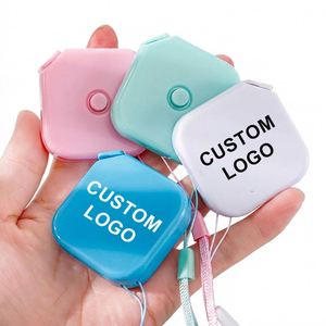 Ruban à mesurer rétractable promotionnel avec cordon portable, ruban à mesurer miniature en plastique de 1,5 m avec logo personnalisé - Product Image 1