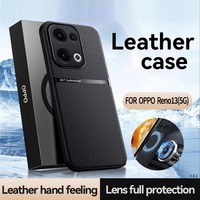 Casing Ponsel Kulit PU Matte Mewah dengan Magnet untuk Mobil, untuk Oppo Reno 13 12 11 10 9 8 Pro+ 13 Pro 12 F, Soft Tpu Bumper Case