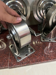 Roulettes industrielles robustes en acier inoxydable TPR, haute capacité de charge, résistantes à la rouille, durables, options de roues de 4, 5, 6, 8 pouces, simples - Product Image 4