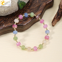 CSJA Vente en gros de pierres précieuses naturelles, agate indienne facettée, perle de guérison Reiki, pierre des 7 chakras, bracelets extensibles pour femmes H862