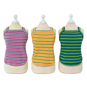 Classic Colorful Striped Dog Clothes Summer T Shirt Ribbed Tank Top