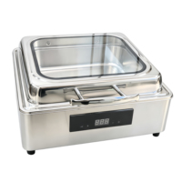 Chauffe-Plats Carré Libre-Service, Plats de Présentation en Acier Inoxydable pour la Restauration, Serveur de Buffet Professionnel pour Fêtes et Restaurants