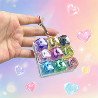 Keycaps PVC en forme de cœur transfrontaliers, 9 touches, anti-stress, testeur de touches, colorés, transparents, tactiles, Fidget Clicker