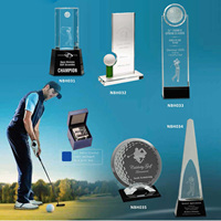 Trophée de golf personnalisé en cristal de haute qualité avec figurine de joueur en métal or, argent, bronze, logo personnalisé, pour un coup de golf à la par.