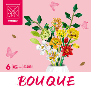 XMORK Set di Costruzioni Bouquet di Fiori 827 Pezzi, Fiori Artificiali Fai-da-Te Compatibili con Mattoncini, Decorazione Casa, Regalo di San Valentino per Donne - Product Image 2