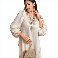 Eid Mubarak Djellaba Dubaï Luxe Diamants Abaya Robe Musulmane Femme Turquie Kaftan Ramadan Vêtements Islamiques Femme Robe Marocaine