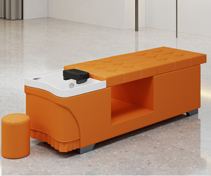 Fauteuil de lavage de cheveux Orange Salon Beauty Bed, banc de beauté rembourré avec lavabo intégré et rangement - Product Image 2