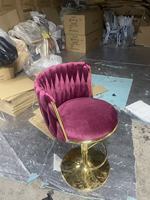 Tabouret de bar moderne et luxueux en velours tissé durable avec repose-pieds doré pour cuisine, bar, café
