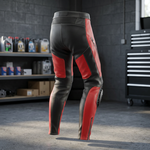 กางเกงหนังวัวสีแดงสำหรับขี่มอเตอร์ไซค์ - Product Image 2