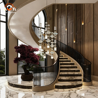 Lustre en cristal sur mesure pour escalier - Suspension LED de luxe pour hall d'entrée et couloir d'escalier de villa