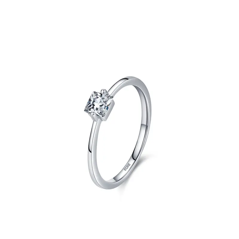 Nuovo stile squisito diamante anello di fidanzamento temperamento argento Sterling 925 semplice zircone anello per le donne