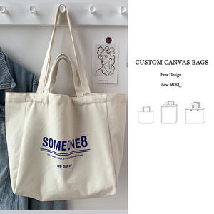 Custom Size Pattern Cotton <b>Canvas</b> <b>Bags</b> Handle Shoulder <b>Bag</b> Carryall <b>Large</b> <b>Canvas</b> Tote <b>Bags</b> With Printed Logo for Shopping Travel - Product Image 2