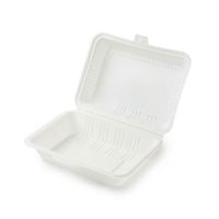Boîte à lunch jetable biodégradable en amidon de maïs sain, blanche, 20,3x20,3 cm, emballage alimentaire, vente en gros