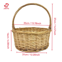 Panier de mariage rond de petite taille en stock JY, style vintage, panier en osier tressé avec poignée pour fleurs, fruits, bonbons, cadeaux