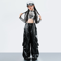 Costumes de danse jazz pour filles, argent métallisé chromé, découpés, manches longues, pour spectacle sur scène, tenue évidée pour enfants