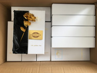 QSLH-624 disesuaikan hadiah pernikahan Hari Valentine batang tunggal mawar 24k bunga mawar emas dalam kotak hadiah 24k mawar celup emas