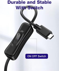 Câble USB C court avec interrupteur marche/arrêt 10 Gbps [1 pied], câble USB 3.1 Type-C vers C avec interrupteur prenant en charge la vidéo/les données/la charge rapide PD 20V/3A - Product Image 2