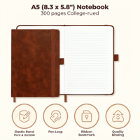 Carnet de notes professionnel personnalisé 2026 avec reliure cousue, couverture rigide en cuir PU, pages lignées, carnet de bien-être