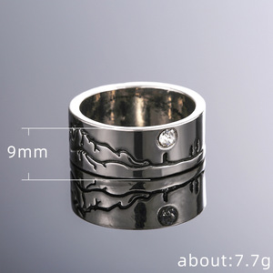 Anello Minimalista con Alba di Montagna, Design Unisex con Linee Artistiche, Anello Regolabile Aperto, Gioiello Statement per Uso Quotidiano - Product Image 5