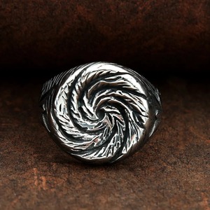 yunnique Men's <b>Titanium</b> Steel <b>Ring</b> Spiral Pattern Thumb <b>Ring</b> Punk Style Jewelry Gift - Product Image 3