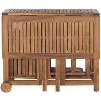 Meilleur Prix – Ensemble de Salle à Manger Extérieure Moderne en Bois de Teck Durable – Table Rectangulaire et 4 Chaises Confortables pour Hôtels et Parcs