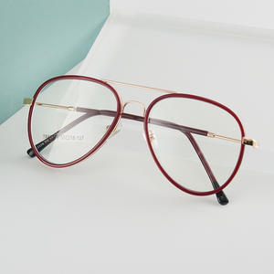 Montures de lunettes ovales Tr87176, monture intégrale, protection anti-lumière bleue, verres plats, unisexe, design à double pont en métal - Product Image 1