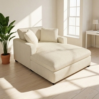 Chaise longue moderne en velours côtelé rayé style nordique, fauteuil inclinable moelleux et surdimensionné avec coussins pour salon et chambre à coucher