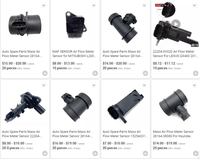 Accesorios para coches Sensor de medidor de flujo de aire masivo para Toyota Honda Nissan Mazda Ford Mitsubishi Chevrolet Hyundai Kia MAF Sensor de flujo