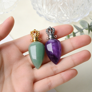 จี้ขวดน้ำหอมอะโรมาเธอราพีรูปแครอททำจากอเมทิสต์ธรรมชาติขายส่ง - Product Image 4