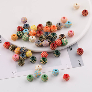 Wood <b>Beads</b> Round Carved <b>Loose</b> <b>Beads</b> For Jewelry Making DIY Accessories 8mm Multicolor - Product Image 4