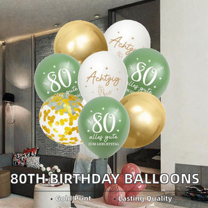 Ballons de fête du 80e <span class=keywords><strong>anniversaire</strong></span> Montrestar durables, 30 pièces, décoration vert sauge et or - Product Image 4