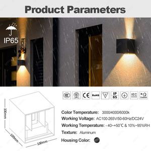 Lamparas de pared al aire libre d'intérieur nordique moderne en aluminium carré haut en bas applique murale décorative chambre à coucher lampes murales led - Product Image 4