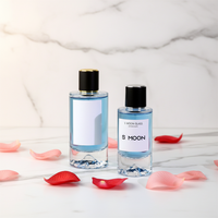 Flacon pulvérisateur de parfum cylindrique transparent en verre de 30 ml/50 ml avec fond en forme de montagne, couleur personnalisée, logo, sans diffuseur à bâtonnets