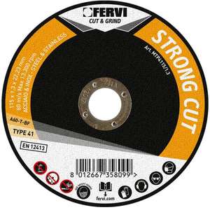 Disco de Corte Fervi Strong Cut 115x1.3x22.23mm Tipo 41 Para Acero y Acero Inoxidable - Product Image 1