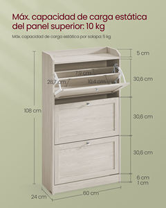 <span class=keywords><strong>Meuble</strong></span> de rangement pour chaussures <span class=keywords><strong>VASAGLE</strong></span>, en bois, autoportant, pour 14 à 18 paires de chaussures, avec 3 portes rabattables - Product Image 5