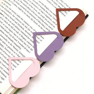 Stock Ready Eco-Friendly Modern Cute Student Corner Page Clip PU Leather Heart <b>Bookmarks</b> Mixed Colors Promotional <b>Gift</b> - Product Image 5