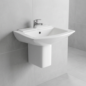 Juego de Lavabo con Pedestal Completo de Cerámica Premium Estilo Indio, Elegante Lavabo de Pie para Baño - Product Image 5