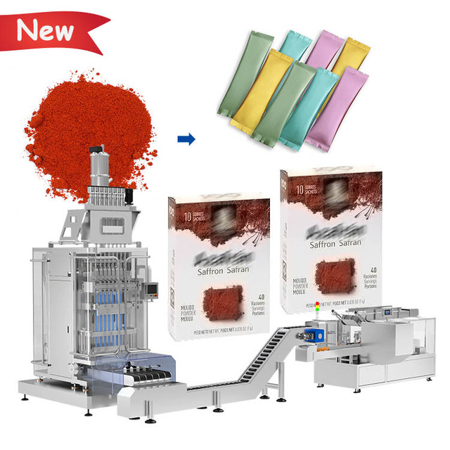 Automatic Multi Line Sachet Packing Machine VFFS Multi-lane Stick Pack Saffron Powder Cardboard Box Packing Machine