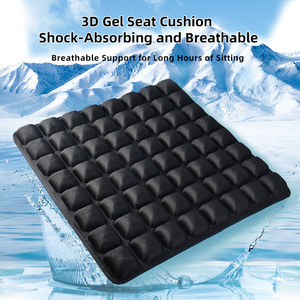 Coussin de siège en gel 3D carré noir TPE respirant avec soutien lombaire pour chaise de bureau - Product Image 2
