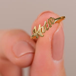 Ensemble de bagues personnalisées en acier inoxydable avec lettres anglaises, bijoux tendance pour hommes et femmes - Product Image 2