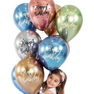 Palloncini Decorativi per Feste di <span class=keywords><strong>Compleanno</strong></span> e Ringraziamento da 12 Pollici, Confezione da <span class=keywords><strong>20</strong></span> Pezzi in Lattice Spesso con Stampa 'Happy Birthday' Metallizzata - Product Image 2