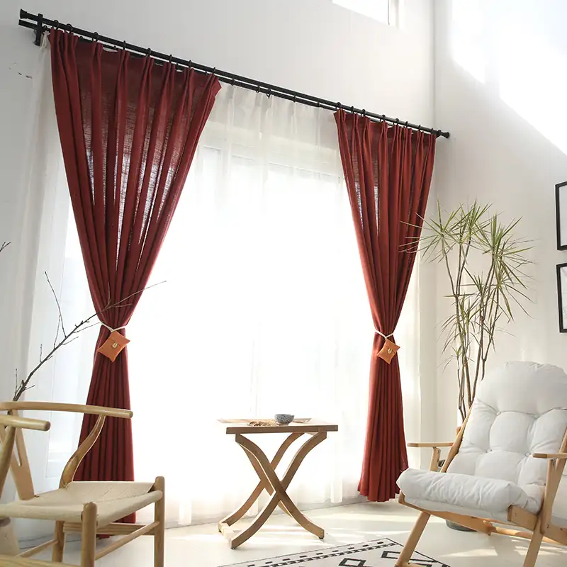 Interno cortinas de tule para sala de estar, cortina de linho falsa para sala de estar e cozinha
