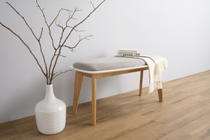 Modern White ARTHUR Bench Minimalist Solid Wood Seating for Entryway Hallway and Dining Room Table Bench Organiser - Product Image 2