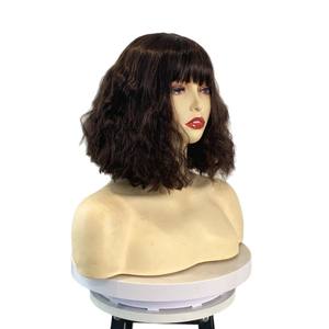 Perruque synthétique <span class=keywords><strong>droite</strong></span> mi-longue réglable <span class=keywords><strong>avec</strong></span> <span class=keywords><strong>frange</strong></span> Air Bangs pour femme, style Egg Roll Wool, tendance européenne et américaine, vente en gros - Product Image 5