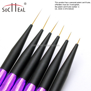Magnifiques pinceaux à dessin pour ongles avec manche en acrylique violet, poils en nylon de différentes longueurs, pour le nail art, les lignes et les détails. - Product Image 4