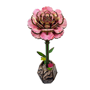 Puzzle 3D en bois « Cross Border Carnation » à assembler, décoration faite à la main, modèle DIY pour adolescents de 7 à 14 ans - Product Image 1